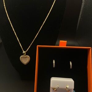 Elegant Gold Heart Necklace and Earring Set